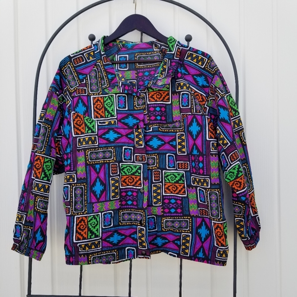 Vintage light wind breaker bomber jacket busy snap close - Picture 2 of 12